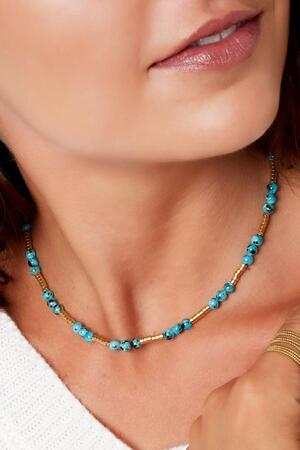 Perlenkette mit blauem Naturstein Blau & Gold Edelstahl h5 Bild4